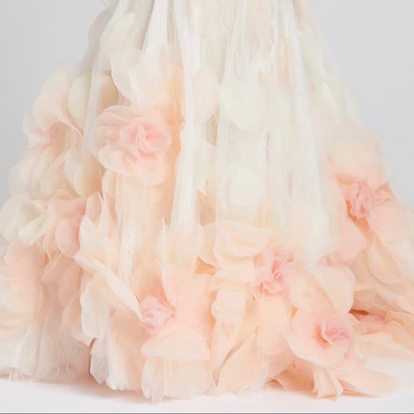 Mac Duggal Floral Appliqué Lace Trumpet Gown With 3D Flowers Bottom New With Tag - Picture 4 of 17